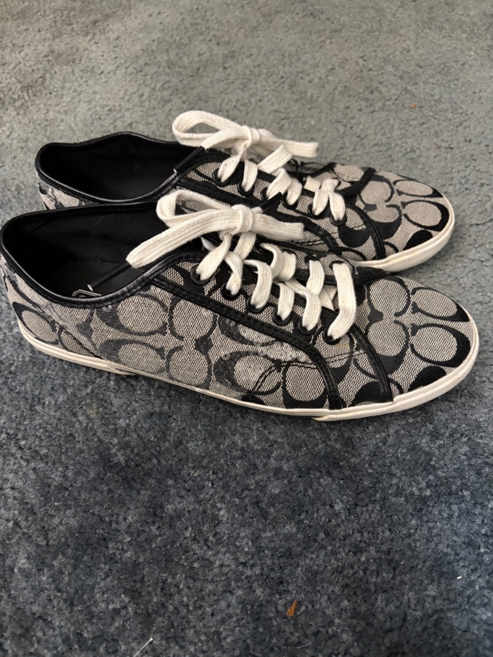 Coach Monogram Low-Top Sneakers in Black & Ivory